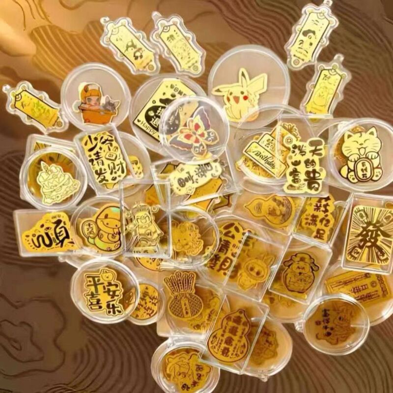 Year of the Horse Water Shell Daifuku Style Gold 999 Phone Sticker Get Rich Instantly Phone Case Back Sticker Bring in Wealth and Treasure Gift