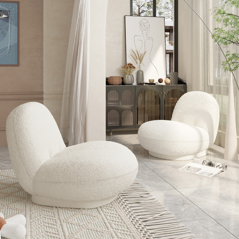Net red cream style lazy sofa lamb velvet tatami living room bedroom balcony white fat man Sydney sofa chair