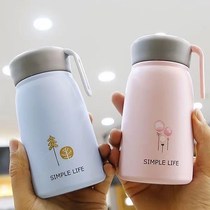 Double-layer glass cup rope portable couple water cup male and female students cartoon hand cup business insulated tea cup