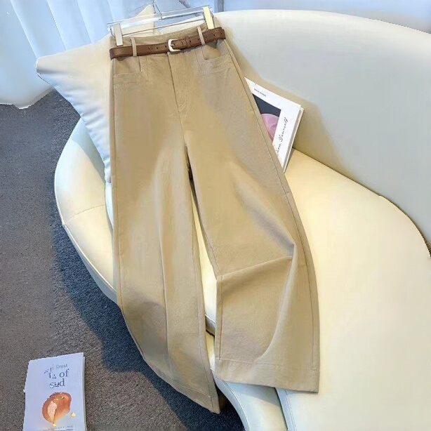 Nine-Point Narrow-Cut Denim Wide-Leg Pants for Women, 2026 Spring/Summer New High-Waisted Straight-Leg Suit Pants, Loose Slimming Casual Pants