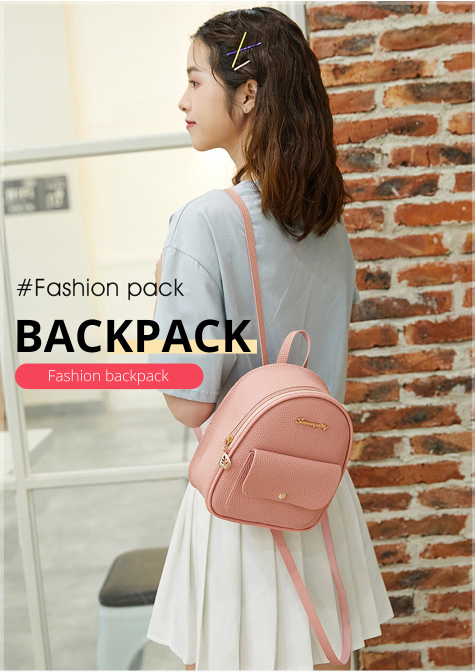 рюкзак None Other Mini Backpack Women PU Leather Shoulder Bag For Teenage Girl