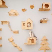 DIY Cat Climbing Frame Wall Mounted Solid Wood Cat ree Jumpi