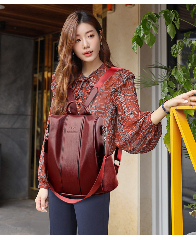 рюкзак anti-theft leather backpack women vintage shoulder bag ladie Other