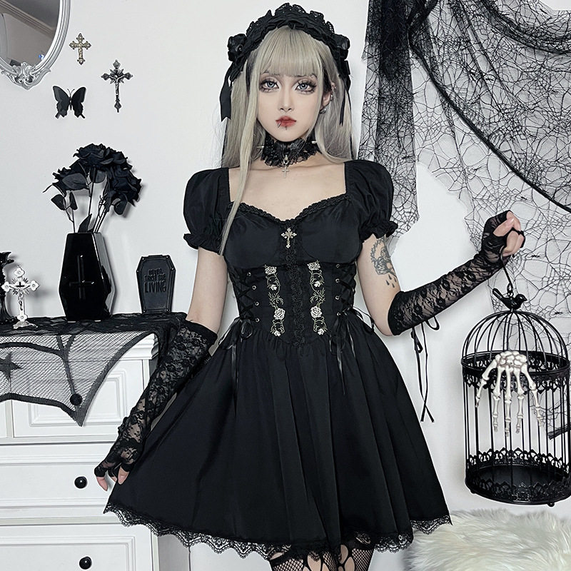 Altgoth Vintage Gothic Princess Dress Женщины Dark Harajuku La        