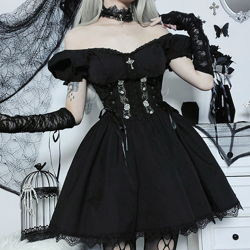 Altgoth Vintage Gothic Princess Dress Женщины Dark Harajuku La        