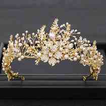 Bridal crown hand-beaded tiara queen high-end alloy tiara European and American style fashion wedding dress accessories