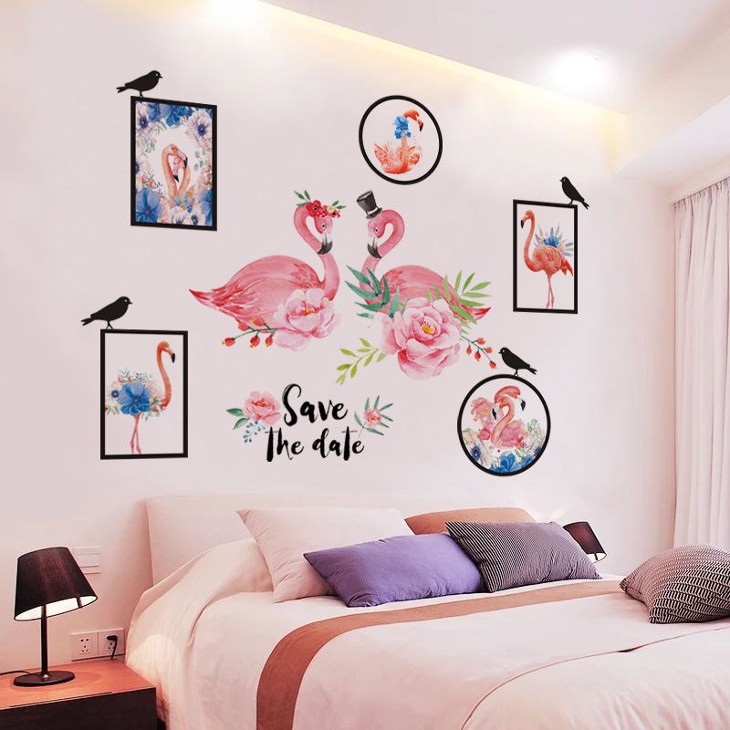 Net Red Decoration Shade Bedroom Self-Adhesive Wallpaper Girl Room Room Sticker Room Bedside Background Wall Girl Painting