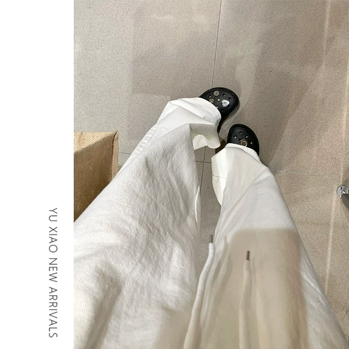 Белые спортивные летние штаны для отдыха, высокая талия, большой размер, свободный крой, для формы тела «груша»