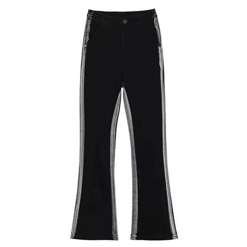 Черные эластичные осенние джинсы, штаны, высокая талия, по фигуре, большой размер, для формы тела «груша»