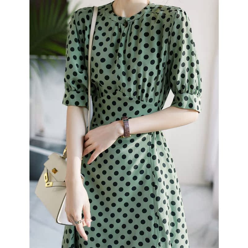 Maje mantas series French high-end tie silk dress design small high-end polka dot skirt