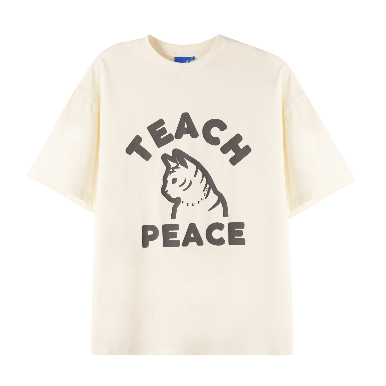 【蜜蜂惊喜社】TEACH PEACE铆钉项链虎猫印花短袖情侣街头T恤夏