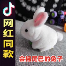 Pull Rope Small Rabbit Will (Shake Tail) Cyclone Hamster small white Rabbit Rabbit Pull Rope Clockwork Cute Plush Paparazzi
