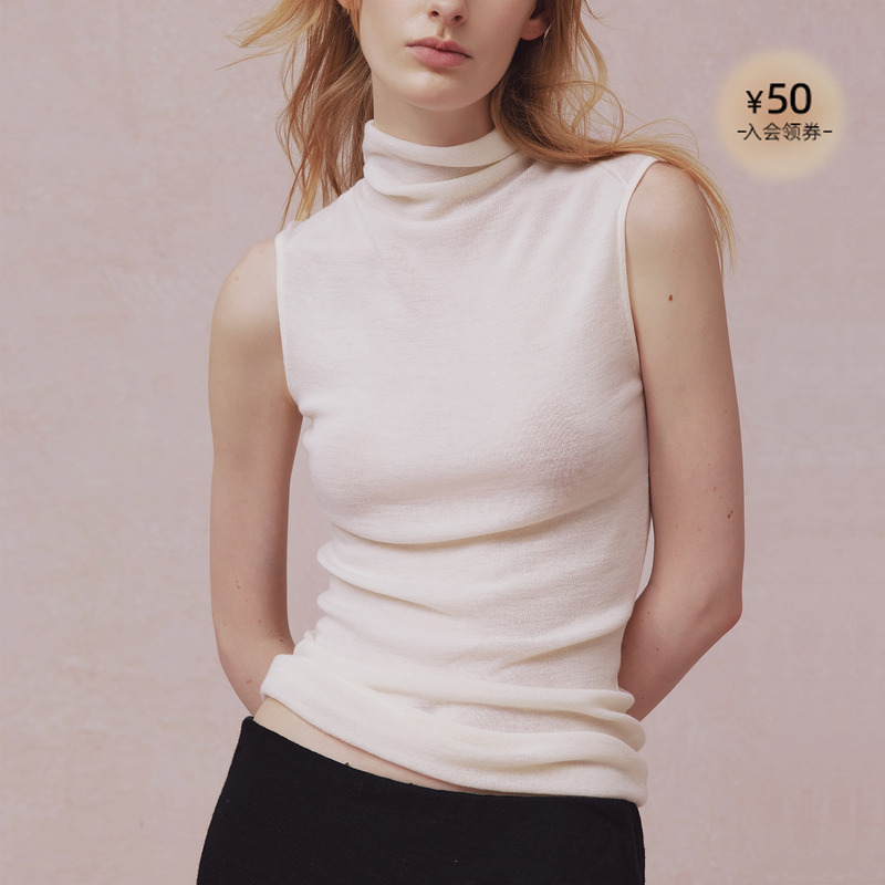 Cosycozy High-Neck Sleeveless Top 26 Autumn New Wool Inner Knit Vest Base Shirt Versatile Slimming for Women Cosycozy High-Neck Sleeveless Top 26 Autumn New Wool Inner Knit Vest Base Shirt Versatile Slimming for Women