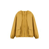 ARIALEISURE Workwear Hooded Jacket Womens Autumn Outdoor Camping Sports Loose Big Pocket Windbreaker Jacket