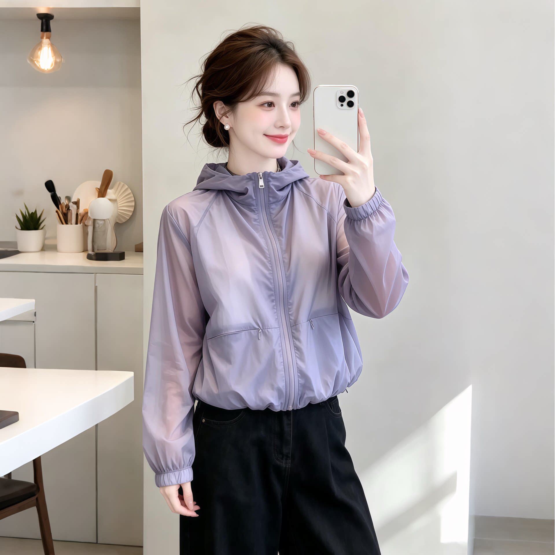 独特漂亮早夏外套时尚百搭纯色薄款透气休闲防晒服通勤户外上衣