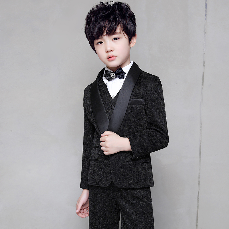 Black Children's Suite Boy Flower Child Wedding Boy dress Little Suit Handsome Piano Birthday Host