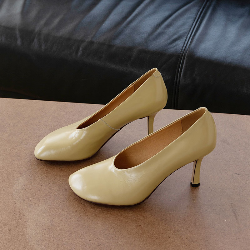 Betty & French-Style High-End Square-Toe High-Heeled Shoes for Women 2026 New Vintage Genuine Leather Stiletto Shallow Single Shoes