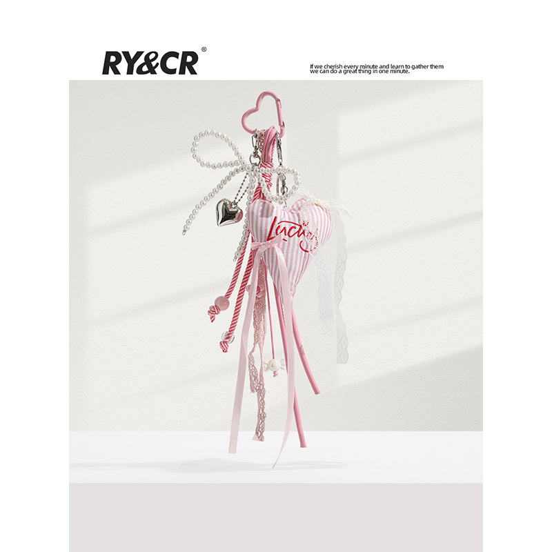 Rycr Pink Girly Heart Lace Miu-Style Bag Charm Super Cute Keychain 2026 New Model