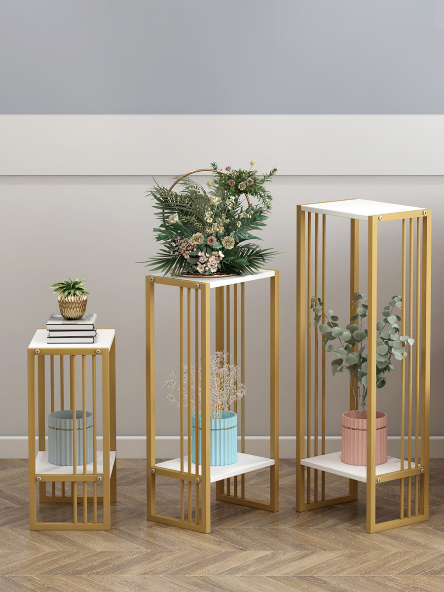 High-End flower stand dedicated to the shelf of the living room TV cabinet next to the green plant indoor floral shelf floor standing