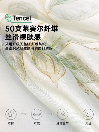 Lyocell Tencel Summer Cooling Quilt Four-Piece Set, Light Luxury Silk Summer Quilt, Cool Ice Silk Air-Conditioning Quilt, Thin Summer Quilt