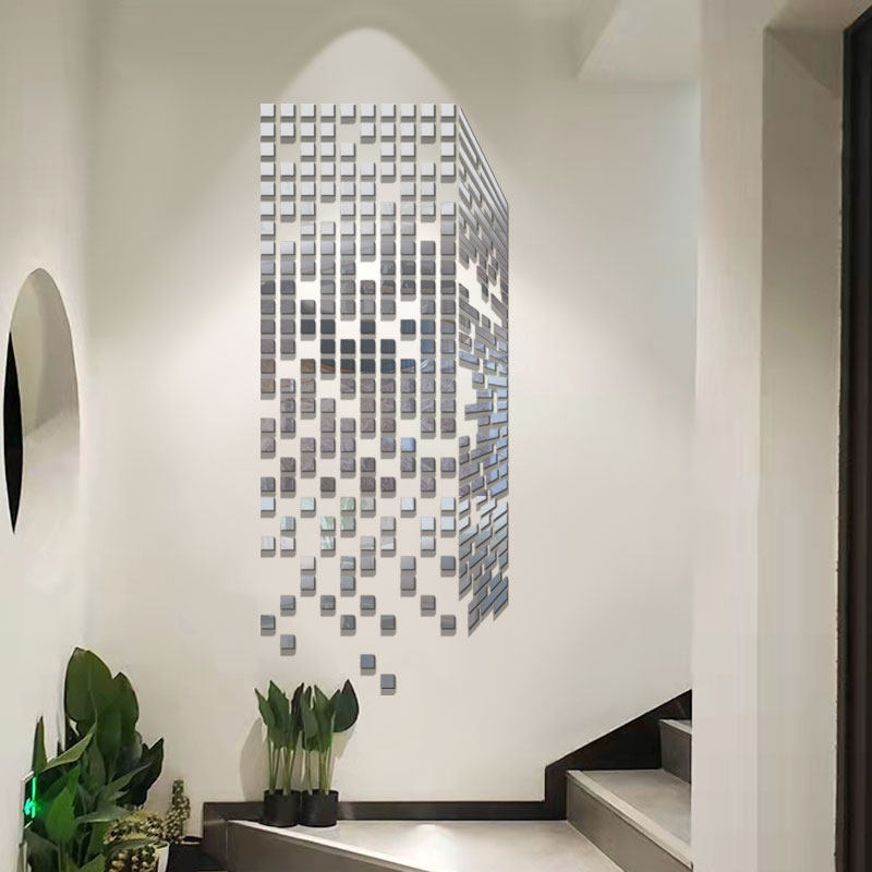 Creative Rubik's cube 3d stereo wall stickers acrylic living room wall decoration TV background wall stickers self-adhesive mirror