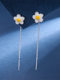 Zhiwei S925은 작은 꽃 귀선 단순한 신선한 꽃 이어링 데이지 귀걸이 Frangipani 귀걸이