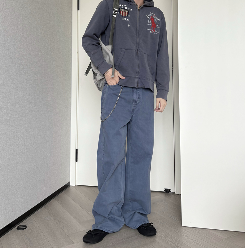 [in Stock] Hzii Three Fantasy Edition Basic Style French Workwear Pants with Frayed Hem Cleanfit Style Casual Pants