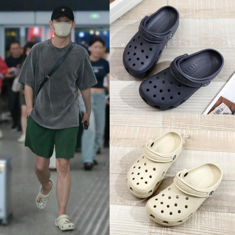 Croc Shoes, the Same Style as Worn by Celebrities, Men's Non-Slip Soft-Soled Clogs, Closed-Toe Slippers, Beach Shoes for Men, Large Size for Outdoor Wear Croc Shoes, the Same Style as Worn by Celebrities, Men's Non-Slip Soft-Soled Clogs, Closed-Toe Slippers, Beach Shoes for Men, Large Size for Outdoor Wear