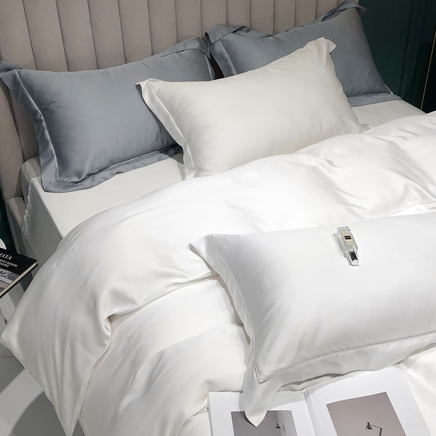 IVLISA Light Extravagant Brand White 100 Sky Silk Four Pieces Ice Silk Slip Nude Sleep Real Silk Summer Cool embroidery