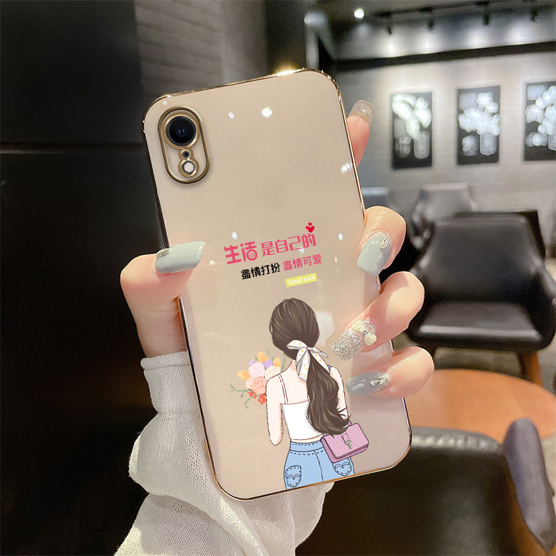 Suitable for apple xr mobile phone protection shell iPhonexr female section A2108 minimalist pg fork R protective sleeve Pgxr mesh red new apple xr128g full package anti-fall electroplating housing