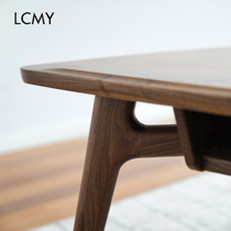 Light boat tea table] Original design Nordic coffee table black walnut solid mortise modern simple View spring wood industry