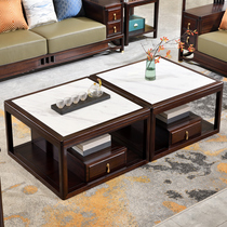 Black Walnut all solid wood marble large square 85cm modern new Chinese living room square coffee table combination