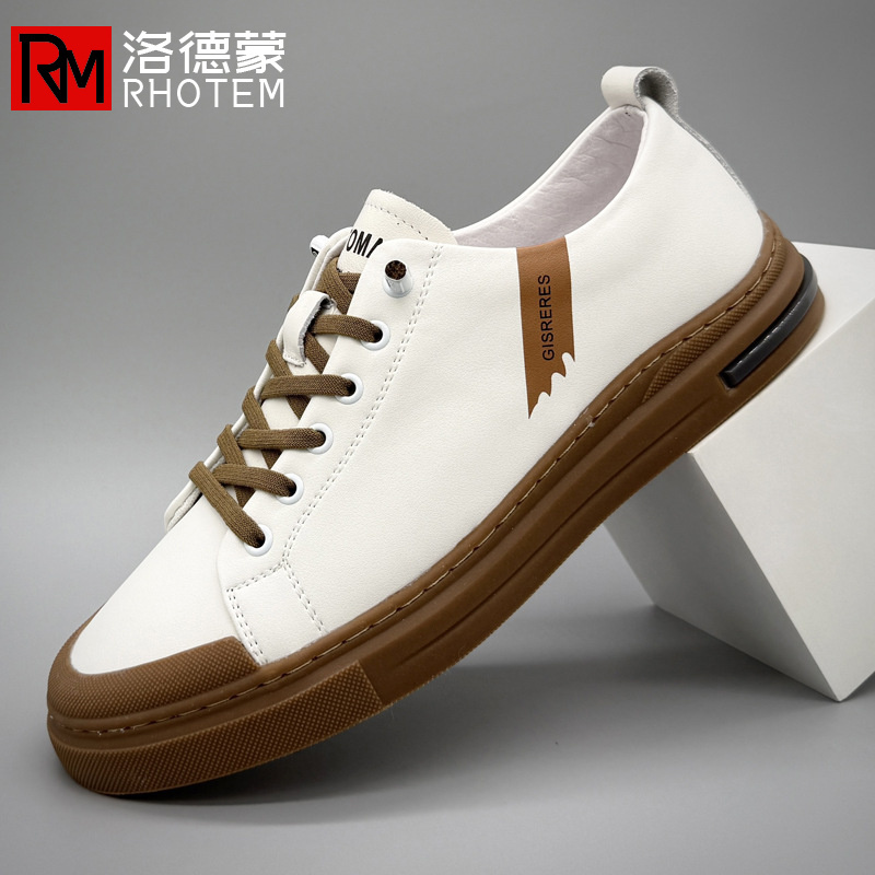 Lodemon Men's Shoes 2026 New Casual Leather Shoes Genuine Leather Sneakers Slip-On European Style White Shoes Soft Sole Breathable Lodemon Men's Shoes 2026 New Casual Leather Shoes Genuine Leather Sneakers Slip-On European Style White Shoes Soft Sole Breathable