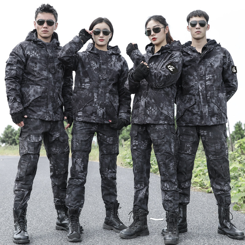 Outdoor autumn python camouflate camouflate with velvety thickened submachine clothes suit men's army memes special soldier combat clothes workwear