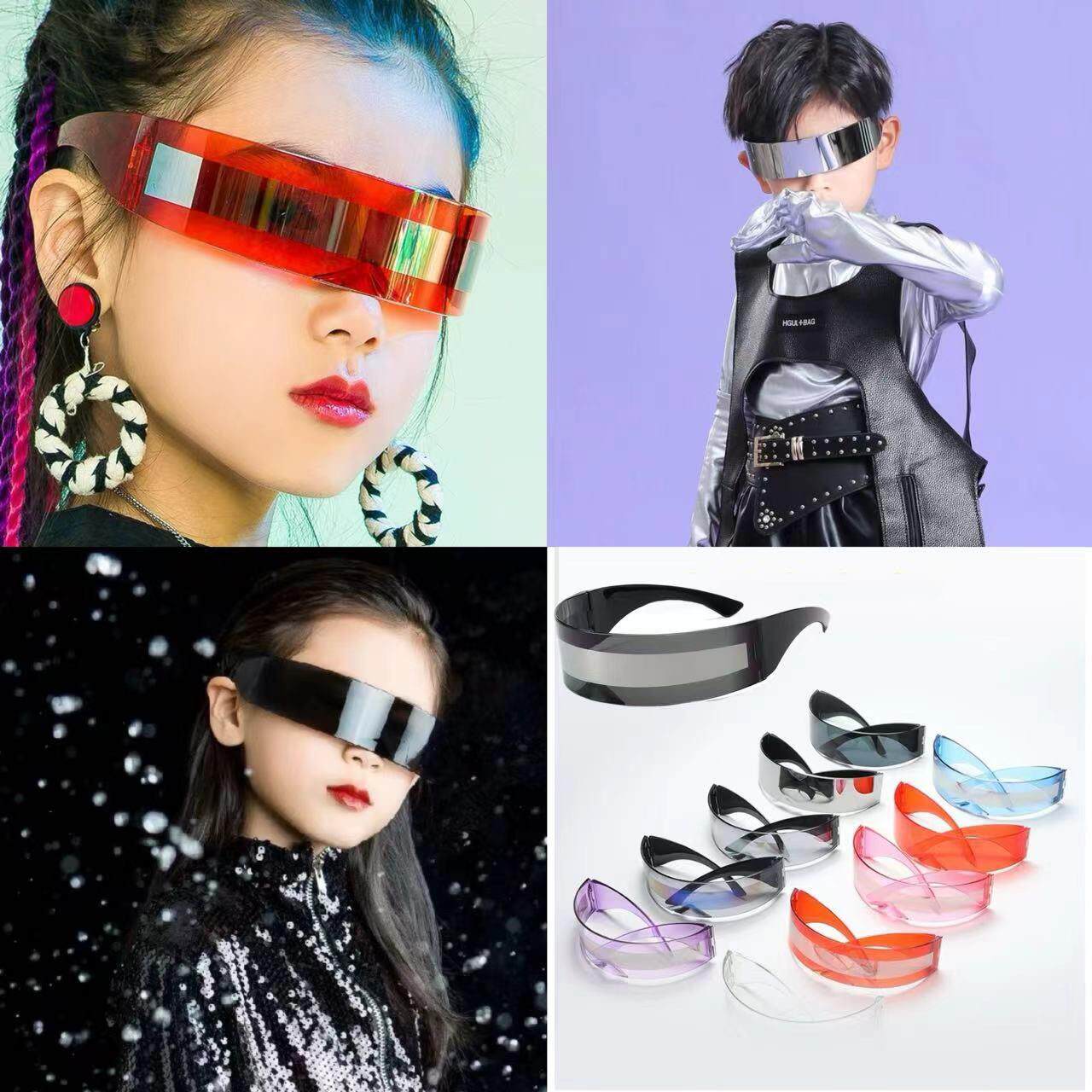 子供用未来SF風メガネ、おしゃれな男の子と女の子、ステージ、ストリートダンス、ヒップホップ、大げさなサングラス、ファッションショー