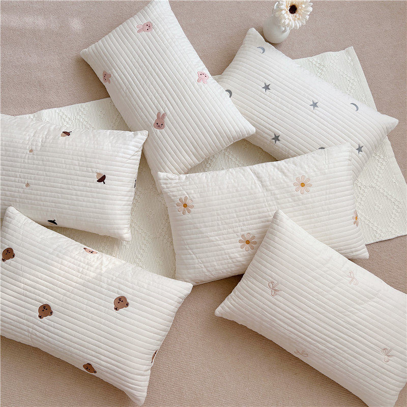 Hey babe Korean embroidery quilted children's pillow pure cotton baby pillow baby cotton pillow core kindergarten four seasons