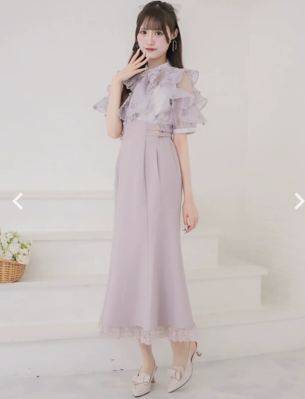 Limited Time Half Price Cat Nine-Day Sale Rojita Floral Patchwork Long Short-Sleeved Dress C623334