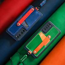 Two needles and one line opening day gifts niche birthday male and female couple graduation gift genuine leather mobile phone case customized LOGO