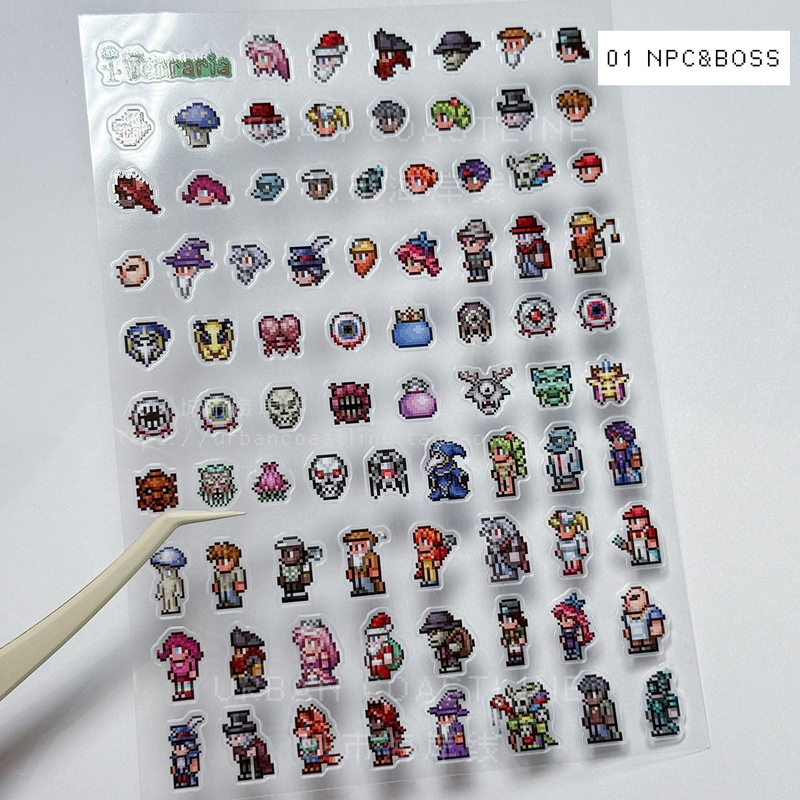 Terraaria Double-Sided Stickers Npc and Boss