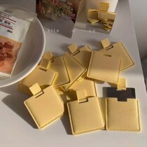 Small mirror ins wind gentle cream yellow portable mirror portable small mini stainless steel makeup mirror out pocket