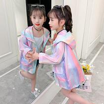 2022 new style hooded cardigan tops childrens sunscreen jackets for big children in the summer with red jackets for girls