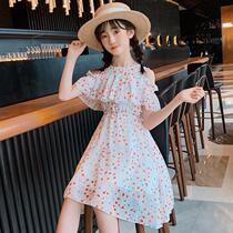 Girls foreign style dress summer dress 2022 new childrens summer chiffon princess dress big childrens net red skirt trend
