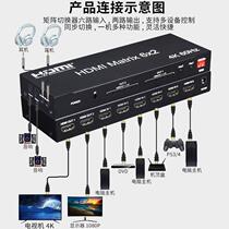 BOWU 4K HDMI2 0切换器6进2出矩阵 电脑高清视频hdmi分配器六进二