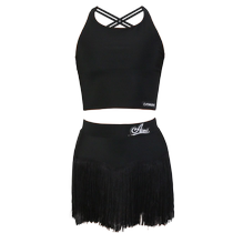 Dancer Latin dance clothing for girls 2024 summer new beautiful back suspender short top tassel skirt practice clothing