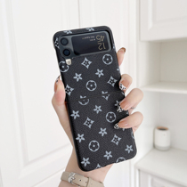 Pattern high-end luxurious wind Samsung zflip3 leather tattoo mobile phone shell galaxyzflip sleeve boomer handle z flip3 5g genuine leather textured galaxy zfli