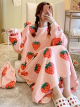 Pregnant women's pajamas winter pregnancy loose day good look foreign fashion year lengthened women's net red 2021 burst Mao Mao