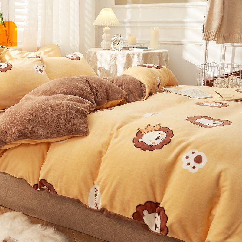 Coral fleece quilt cover winter one side cotton and one side velvet separate quilt cover soft ab side single velvet comfortable and breathable