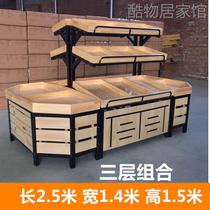 (Taobao Best) Supermarket fruit display shelf display rack multi-functional fruit shelf shelf vegetable shelf steel wooden frame