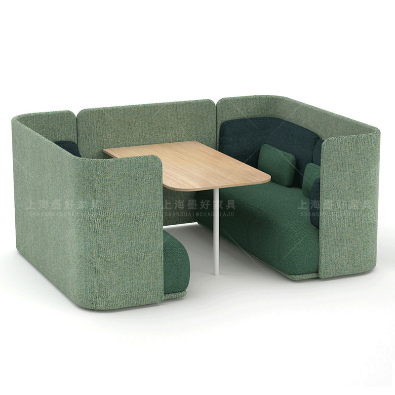 Modern High-Back Deck Sofa, Semi-Surrounded, Private Negotiation, Simple Office High-Back Fabric Sofa, Rest Reception