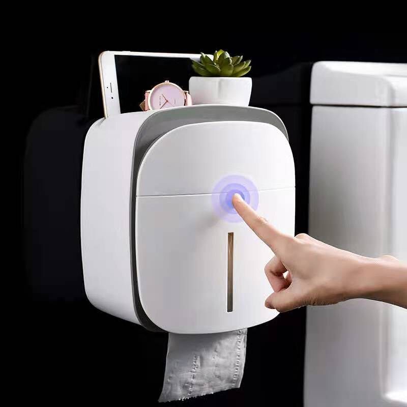 Powder room tissue box toilet paper box toilet paper box wall hanging free punching rack storage layer waterproof paper towel rack